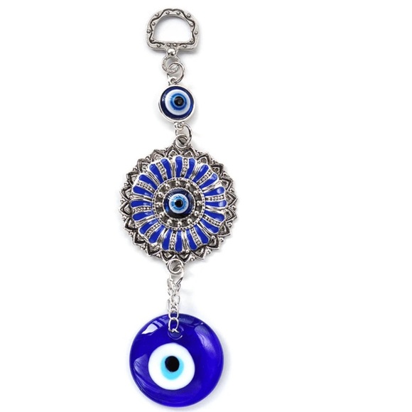 NWT Ornate Silver Metal Evil Eye 🧿 Sunflower 🌻 Shaped Hanging Decoration - Picture 4 of 4